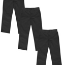 Black & Black & Black 16 3 Pack Boy's Stretch Slim Fit School Uniform Chino Pants
